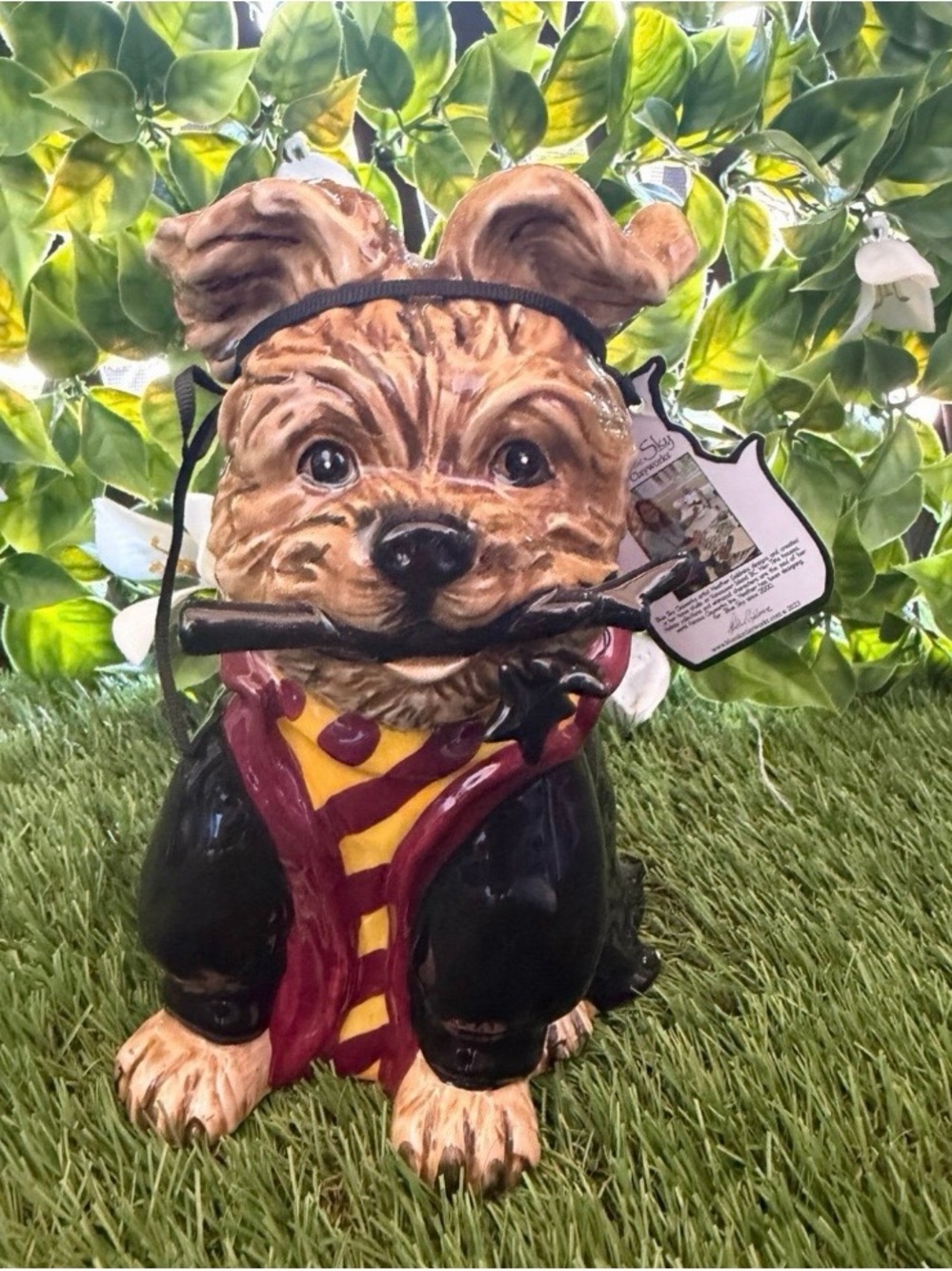 Blue Sky Hocus Pocus Halloween Terrier Dog Dressed Like Harry Potter new